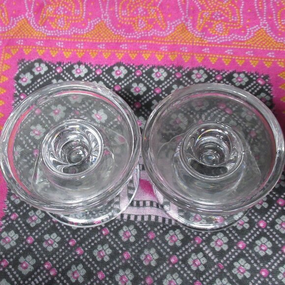 2 pc Glass Taper or Pillar Candle Holders - Picture 3 of 5